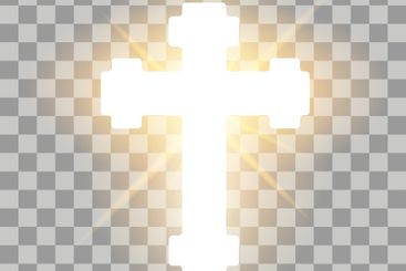 Shining cross. Christian crosses with light rays holy...