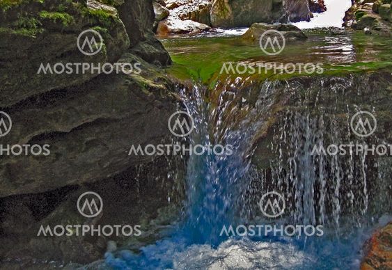 Blue and green waterfall