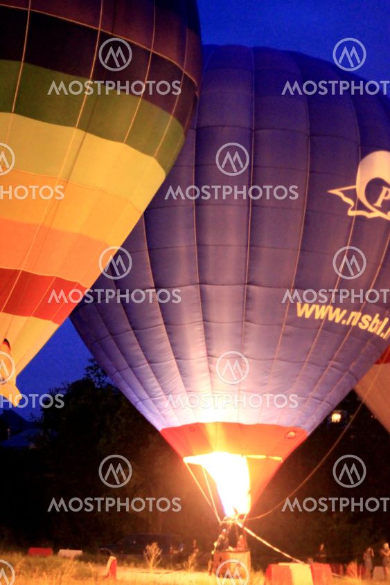 Hot air baloons ready for twilight flying