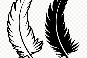 Vector Black and White Fluffy Feather Logo Icons....