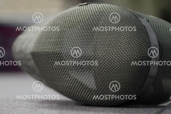 Closeup of a fencing mask