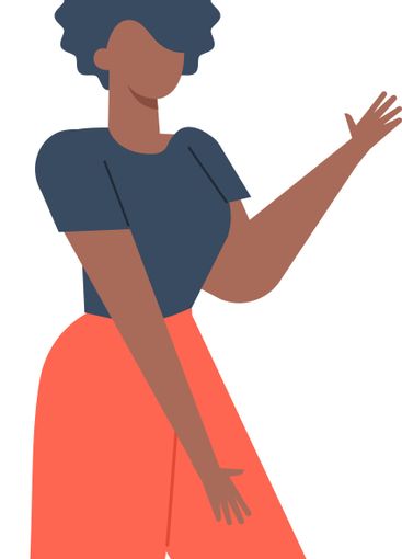 Full length illustration of a young black woman with...
