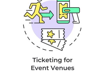 Event venues ticketing multi color concept icon