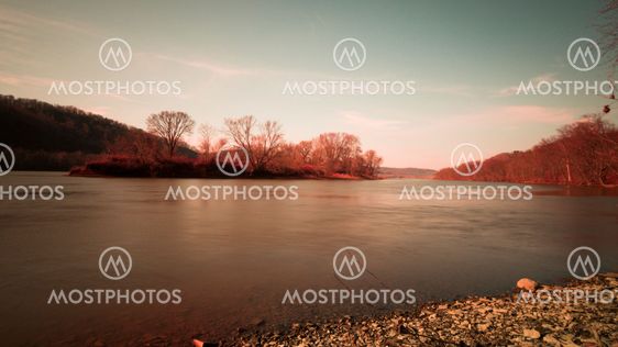 Color Tinted. A River Landscape.