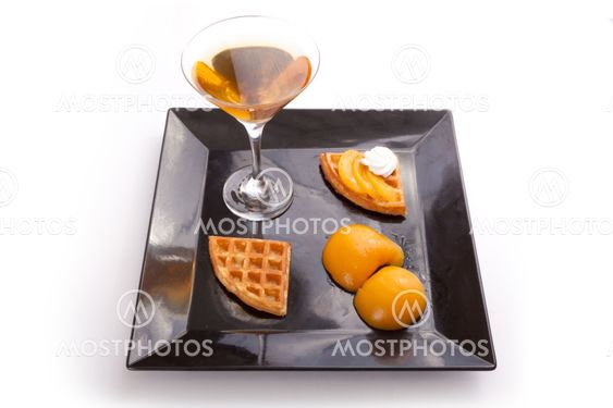 Peach Tart Slices with Drink