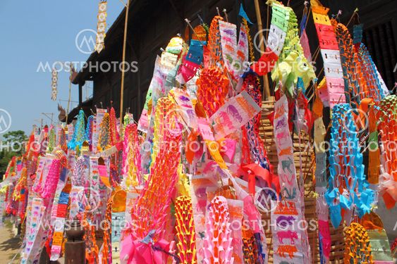 Color paper flag for Buddha worship