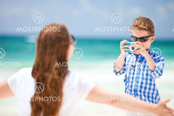 Mother and son on vacation
