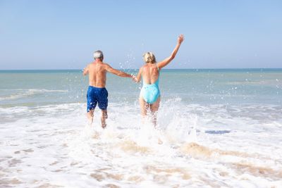 Senior couple on beach holiday
