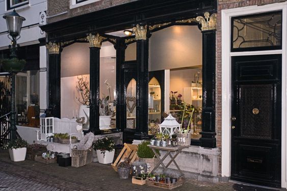 Florist shop on winter evening