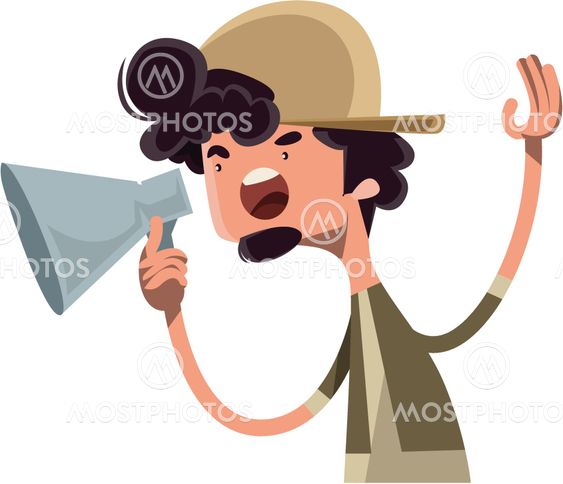 Movie director yelling cut vector illustration cartoon...