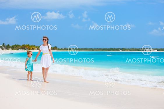 Mother and daughter at beach