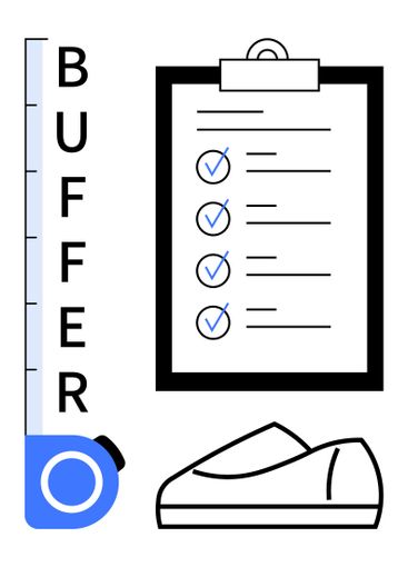 Measuring Tape, Checklist, and Shoe Representing...