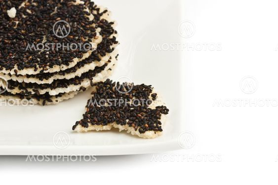 Flour, baking crispy sesame isolated on white background