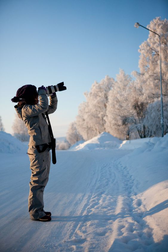 fotograf i vinterkyla