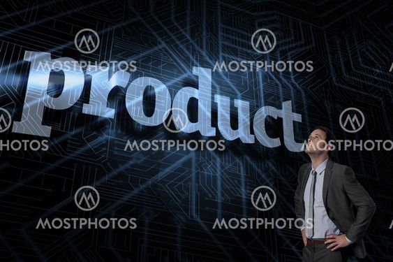 Product against futuristic black and blue background