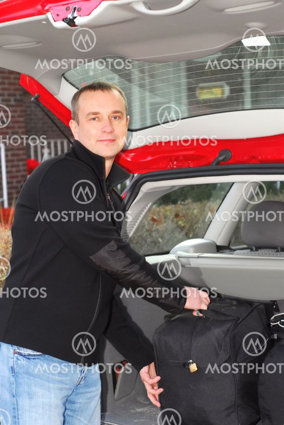 Man car luggage
