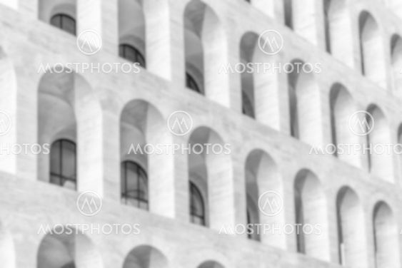 Defocused background of neoclassical architecture in Rome, Italy
