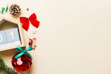 Christmas calendar 1 january. Christmas gift, fir...