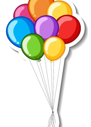 Sticker template with many colourful balloons