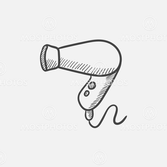 Hair dryer sketch icon.