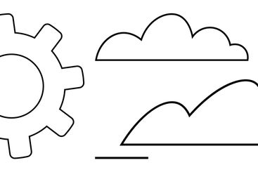 Gear and Clouds Sketch Representing Technology and...