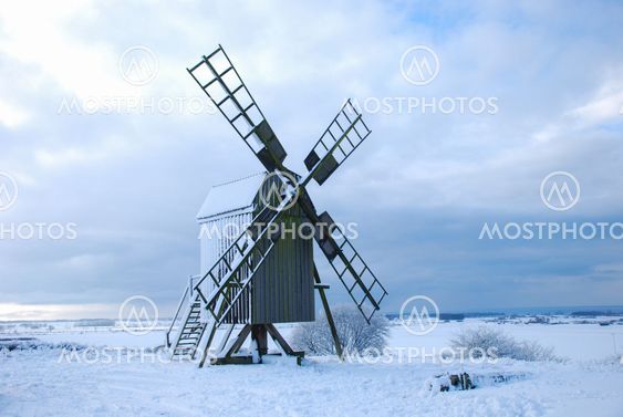 Old wooden mill in a great landscape