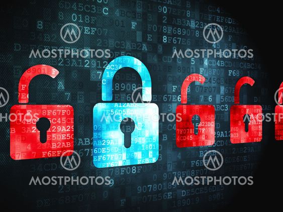 Security concept: Locks on digital background