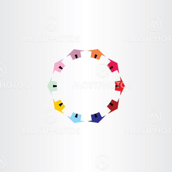 colorfull houses circle vector logotype