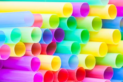 many-colored ends of multicoloured drinking straws