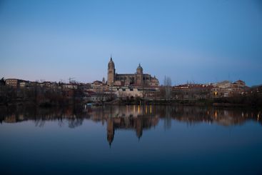 Salamanca cathedral at dusk, Spain