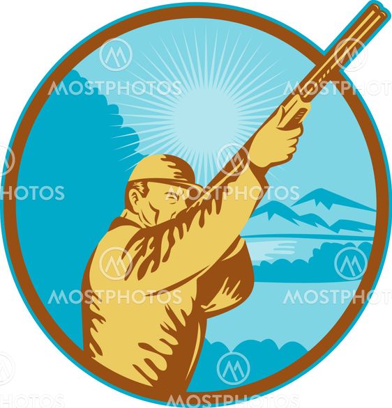 Hunter aiming a shotgun rifle