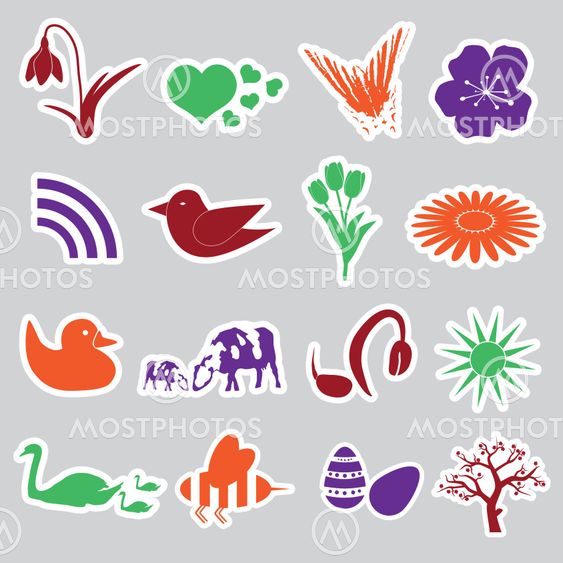 spring stickers set eps10