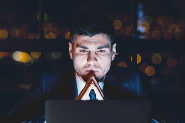 Thoughtful Businessman Concentrating On Business Project...