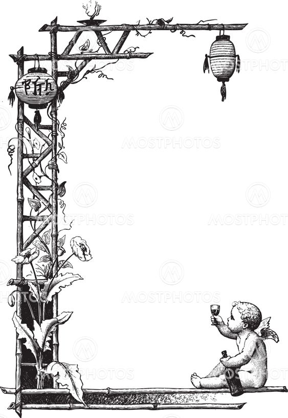 Japanese themed engraving border