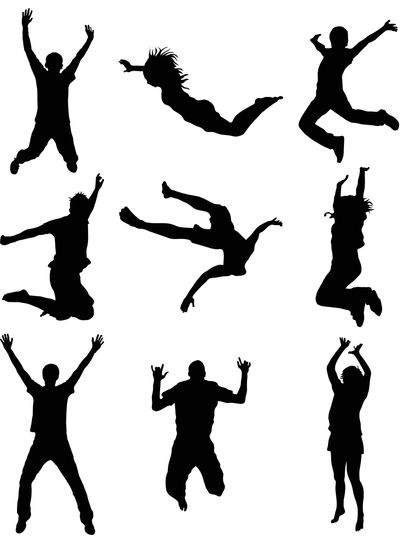  silhouettes of jumping 