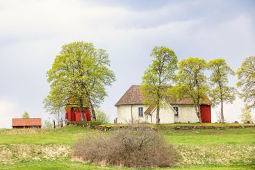 Idyllic old swedish church in the countryside