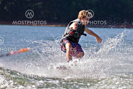 Young Boy Trick Skiing