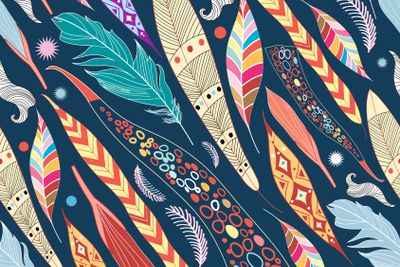 leaves and feathers pattern