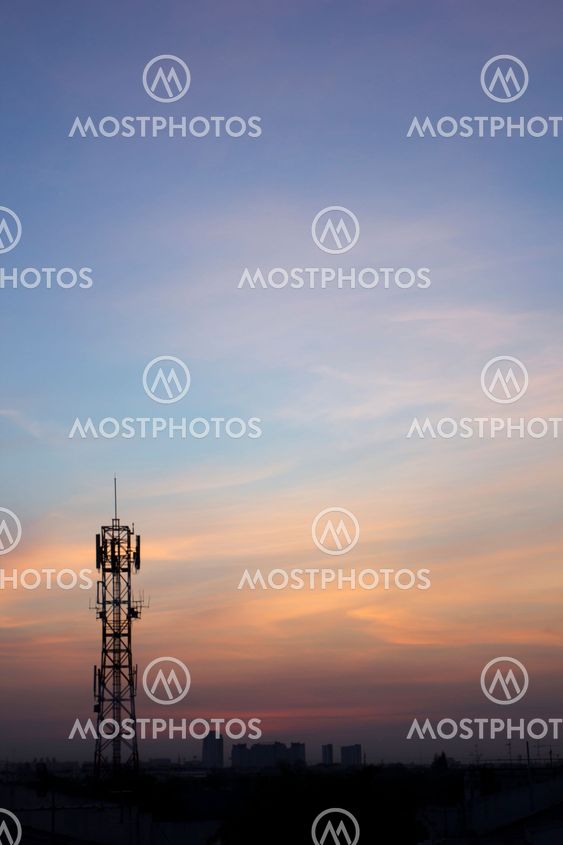 antenna on morning time or sunrise