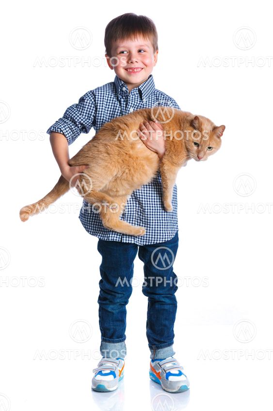 Boy with his cat