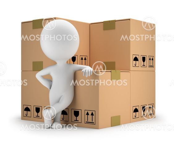 3d small people - delivery goods