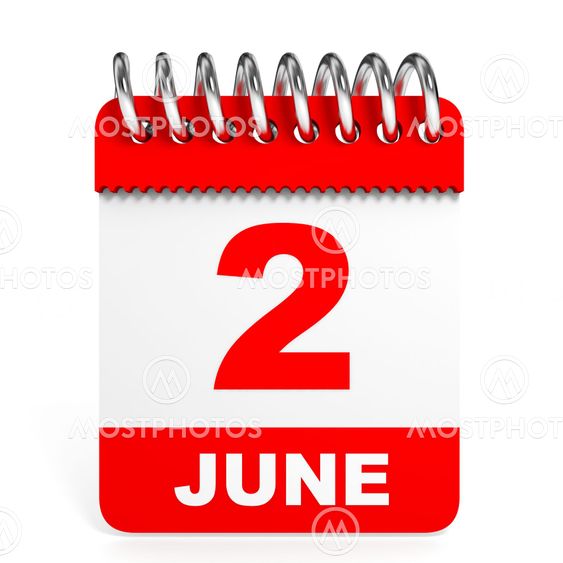 Calendar on white background. 2 June.