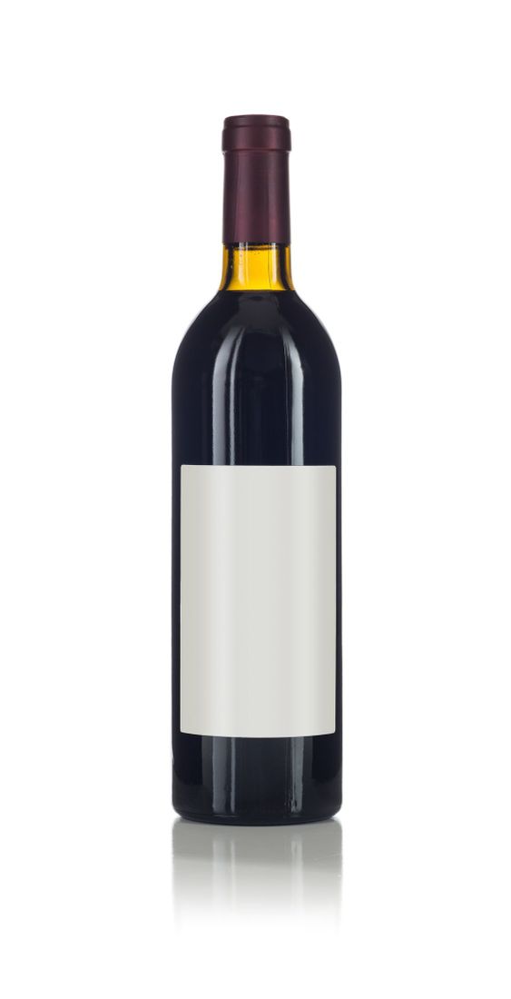 Wine Bottle with Dark Colored Wine and Blank Wine Label