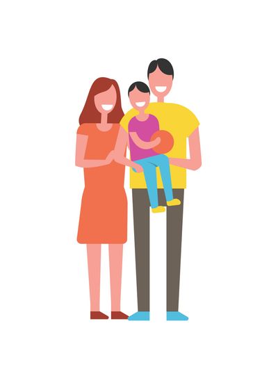 Happy Family with One Child Cartoon Vector Icon