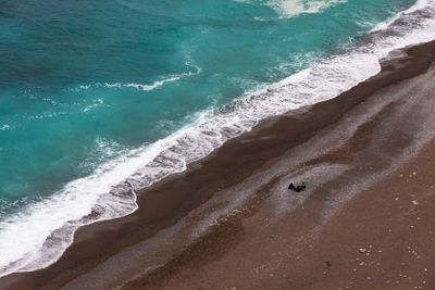 Aerial view of the beach on Amalfi seacoast, Italy