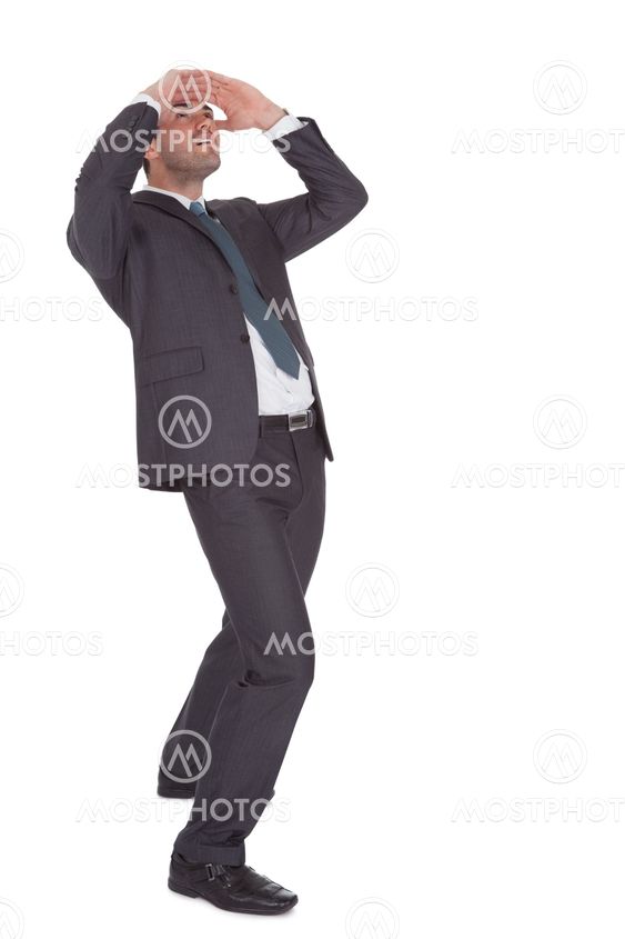 Businessman looking up