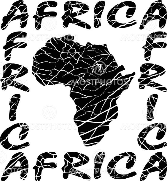 Map Africa - background with text and texture elephant