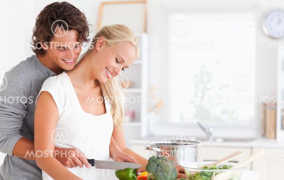 Cute couple cooking