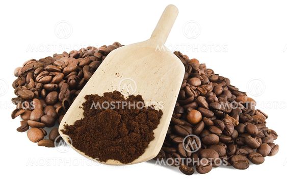 a spoon with Coffee powder