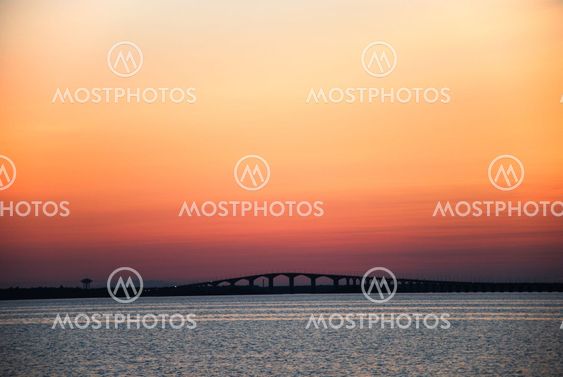 Sunset at the Oland Bridge in Sweden